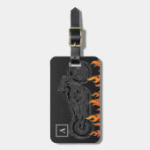 Zwarte Sinaasappel vlammen warmtemotormotor Bagagelabel (Voorkant verticaal)