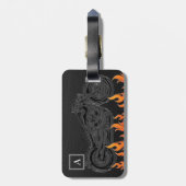 Zwarte Sinaasappel vlammen warmtemotormotor Bagagelabel (Achterkant verticaal)