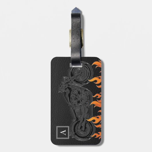 Zwarte Sinaasappel vlammen warmtemotormotor Bagagelabel (Achterkant verticaal)