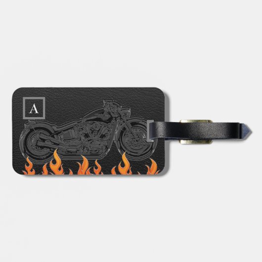 Zwarte Sinaasappel vlammen warmtemotormotor Bagagelabel (Achterkant horizontaal)