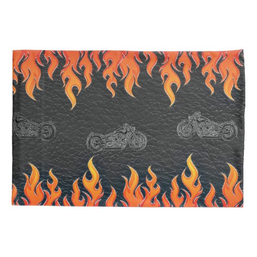 Zwarte Sinaasappel vlammen warmtemotormotor Kussensloop (Achterkant)