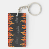 Zwarte Sinaasappel vlammen warmtemotormotor Sleutelhanger (achterkant)