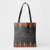 Zwarte Sinaasappel vlammen warmtemotormotor Tote Bag (Voorkant)