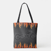Zwarte Sinaasappel vlammen warmtemotormotor Tote Bag (Achterkant)