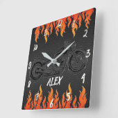 Zwarte Sinaasappel vlammen warmtemotormotor Vierkante Klok (Hoek)