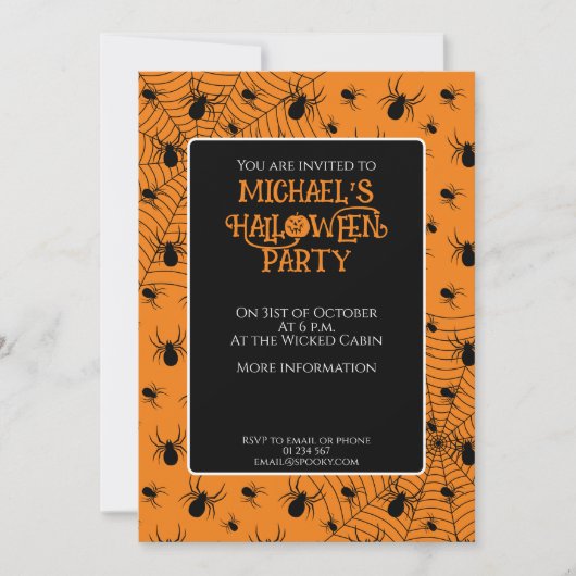 Zwarte sinaasappels spinnen Halloween feest Custom Kaart (Voorkant)