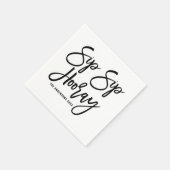 Zwarte Sip Hoera met de hand geletterd papier Servet (Hoek)