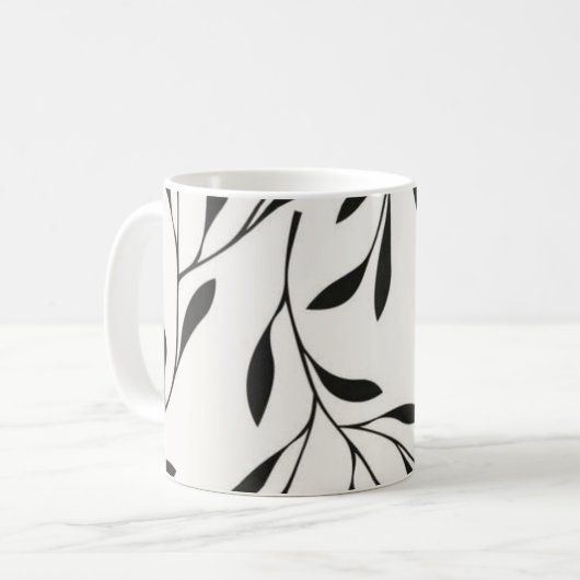 Zwarte sjabloon koffie mok ontwerp (Voorkant links)