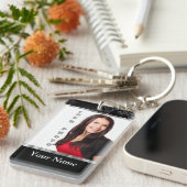 Zwarte sjabloon met barokinstagram sleutelhanger (Voorkant Rechts)