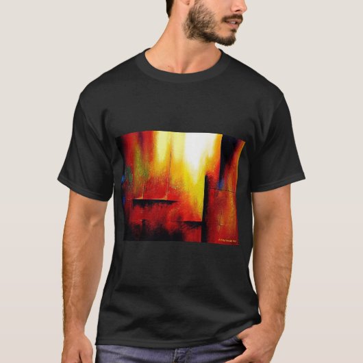Zwarte Sjabloon Moderne Abstracte kunstschildering T-shirt (Voorkant)