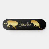 Zwarte Skateboard Gold Lions gepersonaliseerd (Horizontaal)