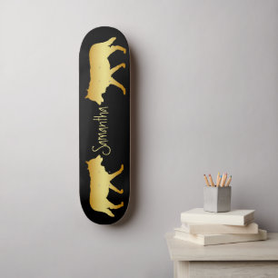 Zwarte Skateboard Gold wolves, gepersonaliseerd