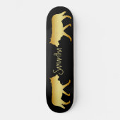 Zwarte Skateboard Gold wolves, gepersonaliseerd (Voorkant)