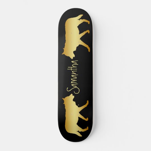 Zwarte Skateboard Gold wolves, gepersonaliseerd (Voorkant)