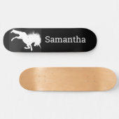 Zwarte Skateboard White Unicorn (Horizontaal)