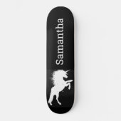 Zwarte Skateboard White Unicorn (Voorkant)