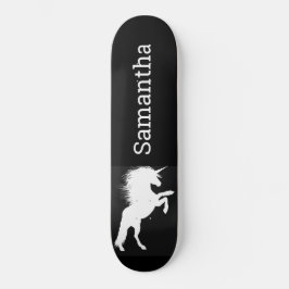 Zwarte Skateboard White Unicorn