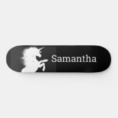 Zwarte Skateboard White Unicorn (Horizontaal)