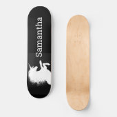 Zwarte Skateboard White Unicorn (Voorkant)