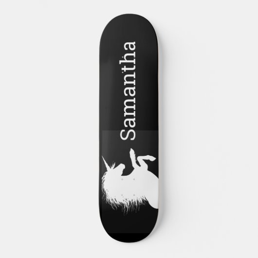 Zwarte Skateboard White Unicorn (Voorkant)