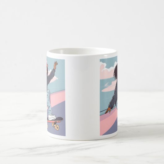 Zwarte Skater Meisje Stretched Canvas Print Koffiemok (Center)