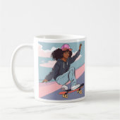 Zwarte Skater Meisje Stretched Canvas Print Koffiemok (Links)