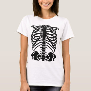 Zwarte skelet ribbenkast t-shirt