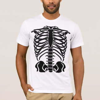 Zwarte skelet ribbenkast t-shirt