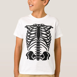 Zwarte skelet ribbenkast t-shirt