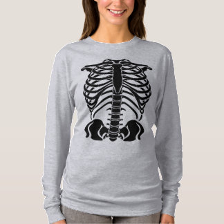 Zwarte skelet ribbenkast t-shirt