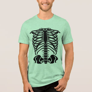Zwarte skelet ribbenkast Tri-Blend shirt