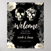 Zwarte Skelet Skeleton Skull Weddenschap Welkomstt Poster (Voorkant)