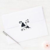 Zwarte ski & winter design op vierkante stickers. sticker (Envelop)
