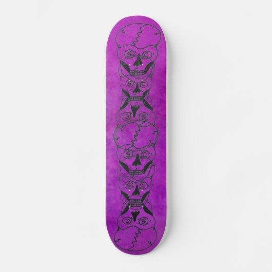 Zwarte Skull-electra-paars skateboarddek Persoonlijk Skateboard (Voorkant)