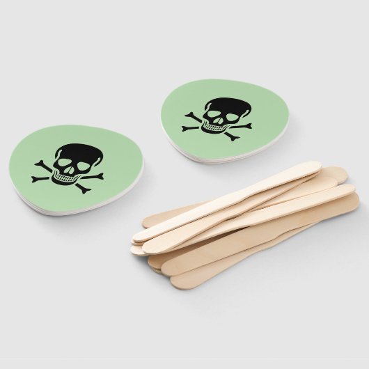 Zwarte Skull groene paddle hand fans Handwaaier (Niet-gemonteerd)
