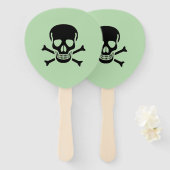 Zwarte Skull groene paddle hand fans Handwaaier (Voorkant en achterkant)