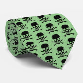 Zwarte Skull groene stropdas (Opgerold)