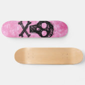 Zwarte Skull Pink skateboard (Horizontaal)