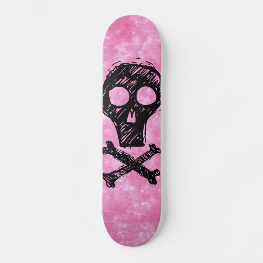 Zwarte Skull Pink skateboard (Voorkant)