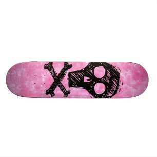 Zwarte Skull Pink skateboard