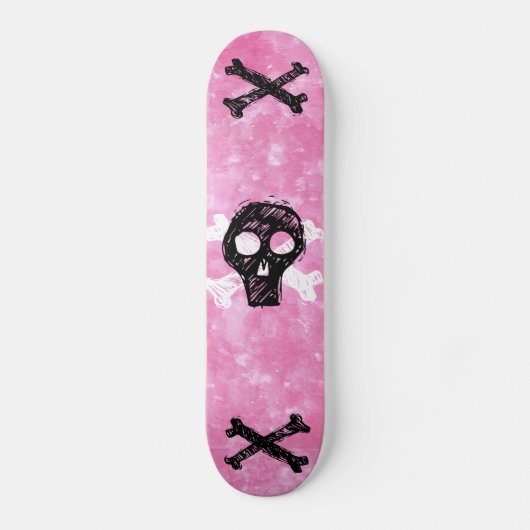 Zwarte Skull Pink skateboard (Voorkant)