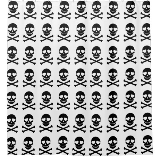 Zwarte Skulls en kruisgraten Douchegordijn (Voorkant)