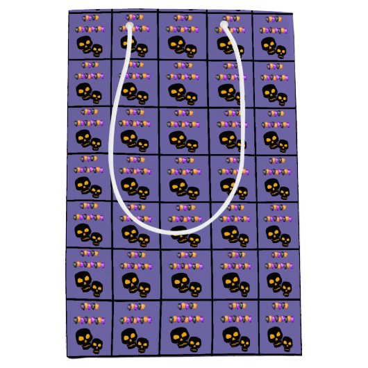 Zwarte Skulls Happy Halloween-ballonnen Medium Cadeauzakje (Voorkant)