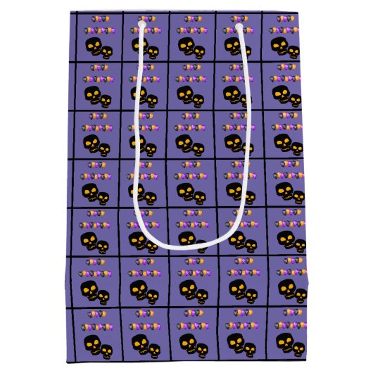 Zwarte Skulls Happy Halloween-ballonnen Medium Cadeauzakje (Achterkant)
