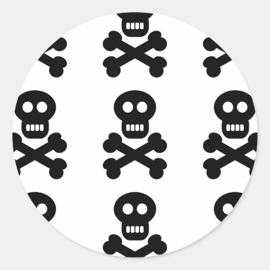 Zwarte Skulls Ronde Sticker (Voorkant)