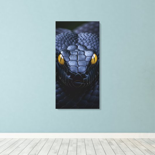 Zwarte Slang Canvas Afdruk (Insitu (Houten vloer))