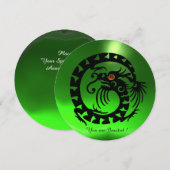 ZWARTE SLANG DRAAK EMERALD GROENE EDELSTEEN KAART (Voorkant / Achterkant)