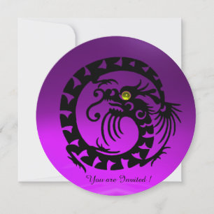 ZWARTE SLANG DRAGON PAARS AMETHYST EDELSTEEN KAART