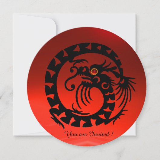 ZWARTE SLANG DRAGON ROOD ROBIJN EDELSTEEN KAART (Voorkant)