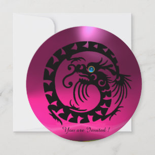 ZWARTE SLANG DRAGON ROZE FUCHSIA PAARSE EDELSTEEN KAART